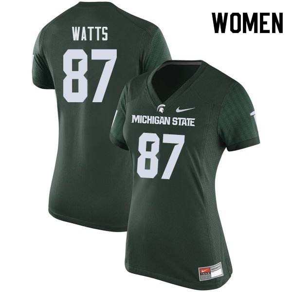Women #87 Jahz Watts Michigan State College Football Jerseys Sale-Green